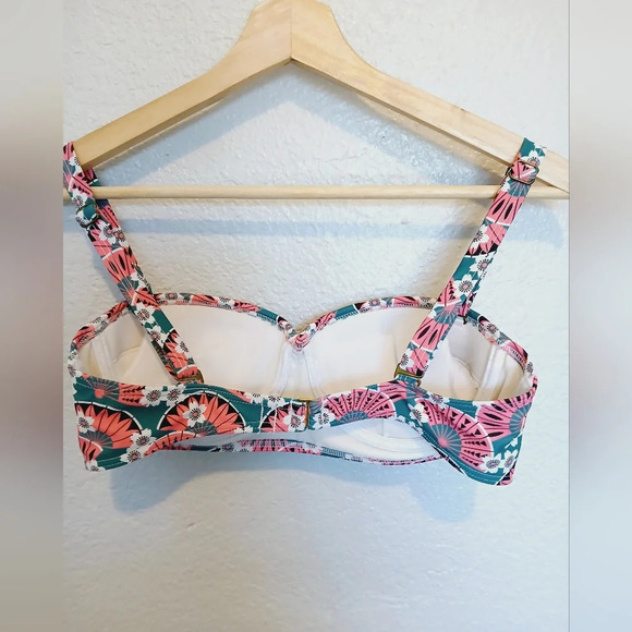 💚5/$25 Modcloth High Drive Pink Green Retro Print Bikini Bra Top Padded - Picture 5 of 7